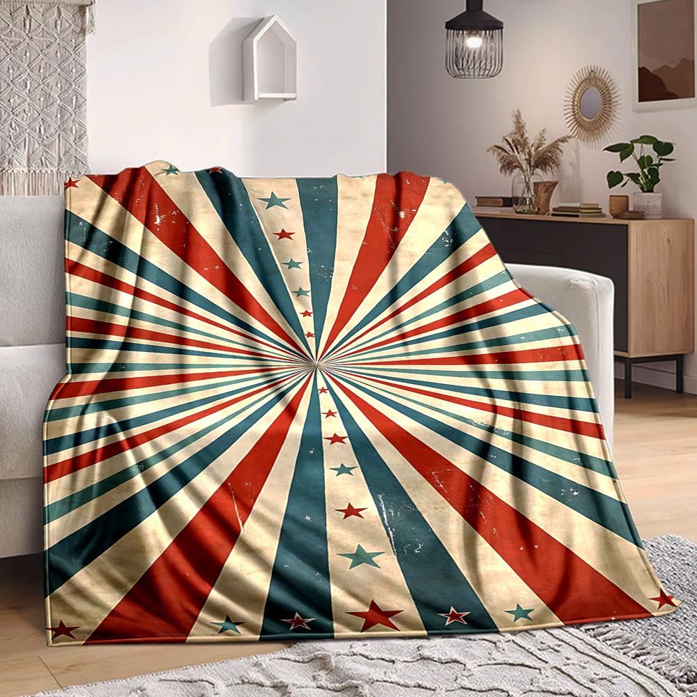 1pc Stars Stripes Lightweight Flannel Blanket, Comfortable and Warm Blanket, for Office and Camping Sofa Bed, Livingroom183