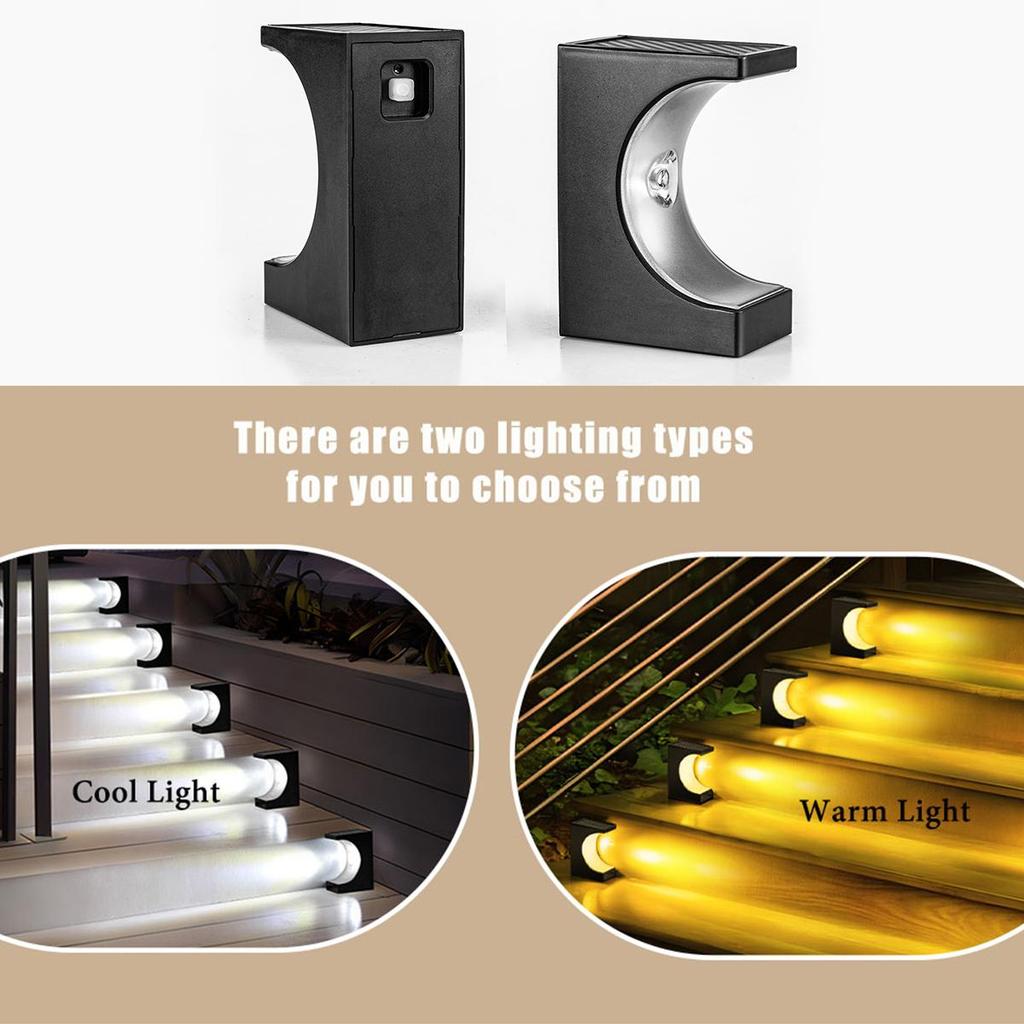 Solar Led Stair Light Outdoor Lamps Lights Powered Step Lamp Waterproof Garden Porch Shape Courtyards Decor Resistance For Patio