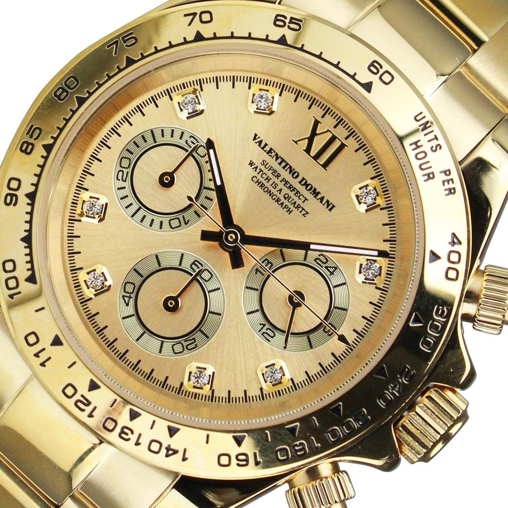 VALENTINO DOMANI Часы хронограф цирконий золото GOLD VD005GG мужские