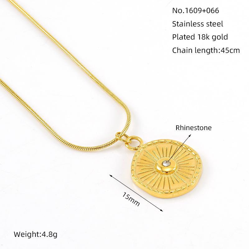 New Fashion Net Red Style Diamond Star Stainless Steel Necklace Unisex Sporty Bamboo Chain Copper Pendant