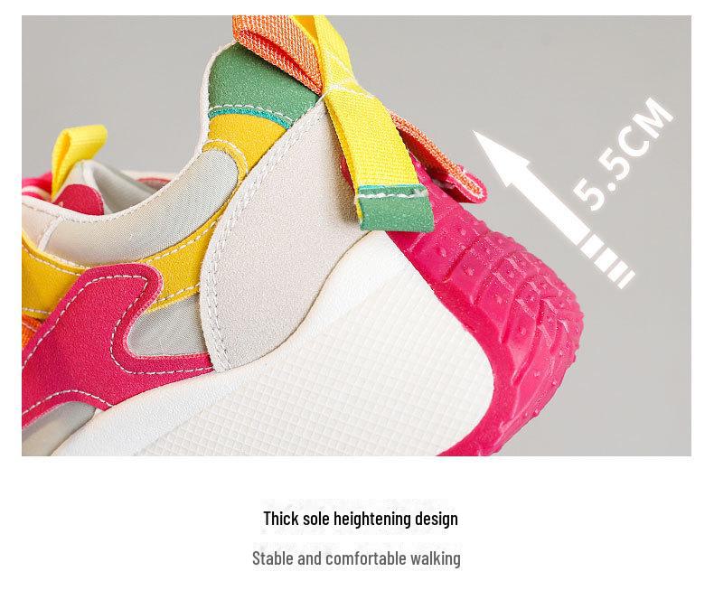 BN016-1 Женские модные туфли для пап, увеличивающие рост: Дышащие, с толстой подошвой, яркие, идеально подходят для летних и осенних путешествий