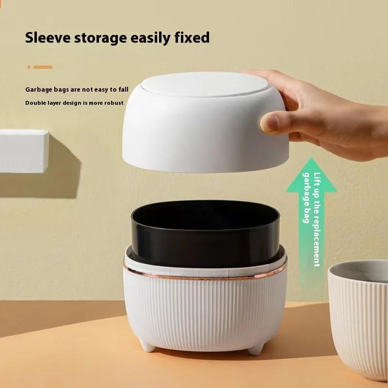 Mini Creative Desktop Trash Desk Light Luxury Pop-up Lid Storage Bucket Kitchen Bedroom Make Up Desktop Rubbish Storage Bucke