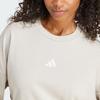 Adidas Comfortable Striped Crew Neck Pullover Sweatshirt Women Tops Miracle-Alum-Brown White JE0014