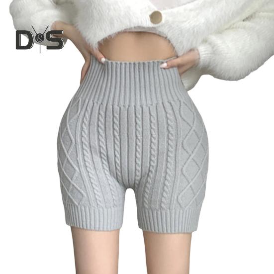 Женские зимние шорты-шорты, трикотажные, с высокой талией, эластичные, однотонные, сохраняющие тепло, защищающие от воздействия окружающей среды, базовые шорты для повседневной носки дома и не только
