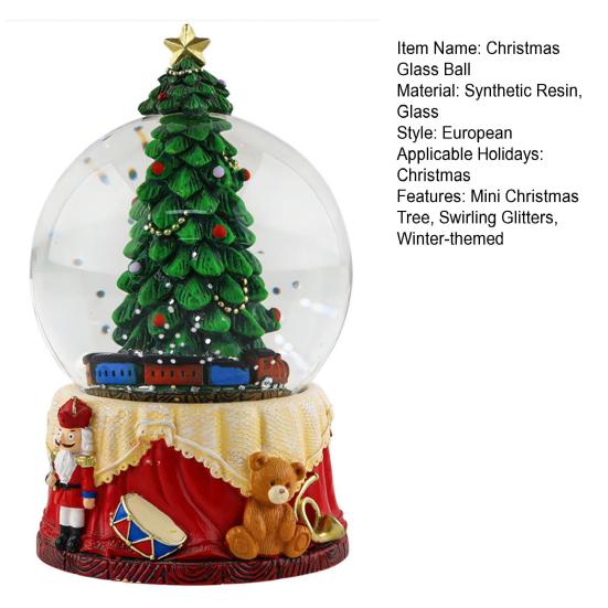 Рождественский Снежный Стеклянный Шар Мини Шар на елку с Закрученными Блестками Настольный