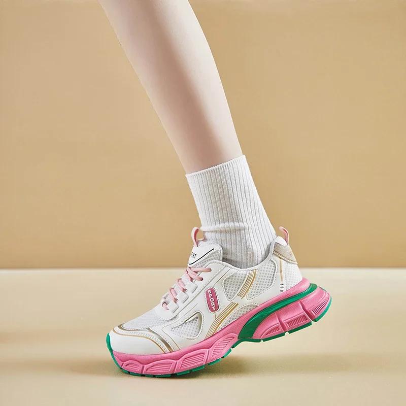 Мода 2024 года. Новые спортивные туфли на толстой подошве. Повседневные осенние дышащие сетчатые женские туфли на толстой подошве. Кроссовки для бега и тенниса. Zapatos Mujer.
