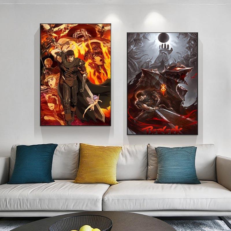 Японский аниме постер Кентаро Миура Безумный воин и печатная настенная живопись на холсте