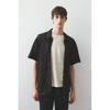 H M Waffle Texture caMp Collar sHirt Loose Fit Black