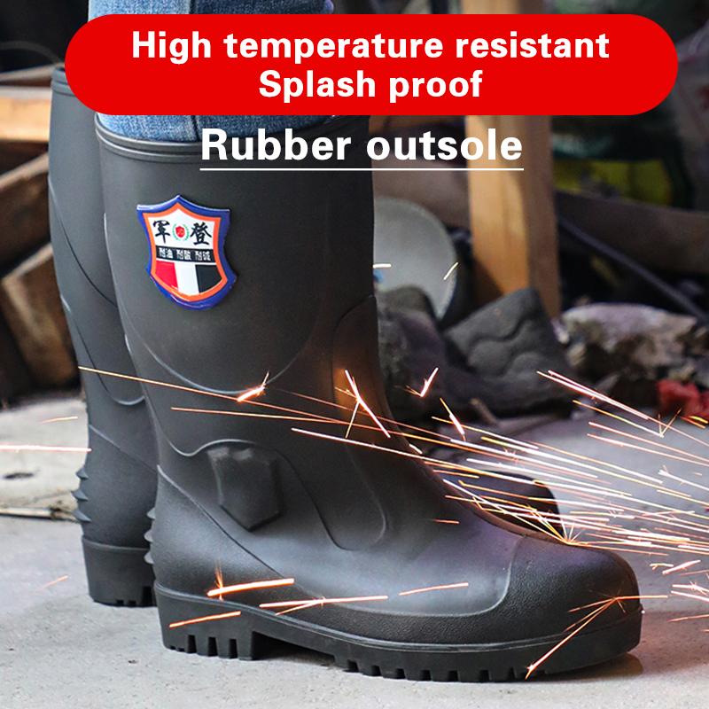 Thickened Insulated Fleece-Lined Men's Industrial Boot PVC Rain Boots Safety