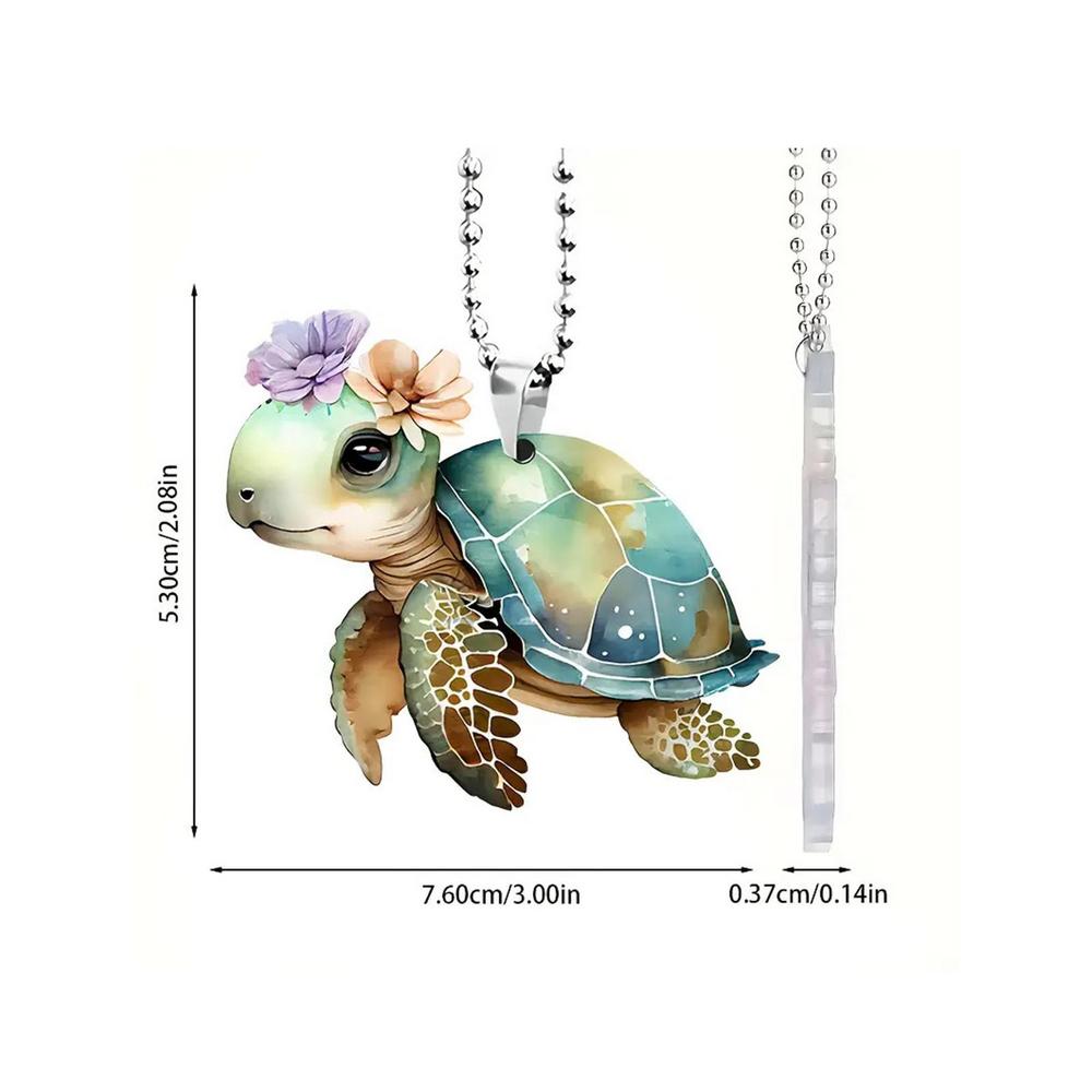 Автомобильный кулон с черепахой, украшение для интерьера автомобиля, креативные аксессуары для интерьера автомобиля, 2D акриловый кулон-шарм, зеркало заднего вида, аксессуар для интерьера автомобиля