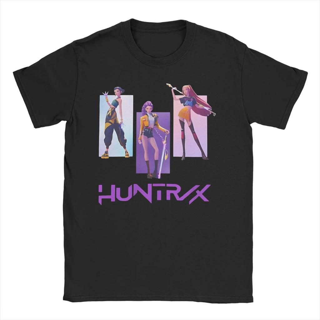 Мужские Женские Футболки Huntrix Kpop Охотники на Демонов Хлопковая Одежда Креативные Футболки с Коротким Рукавом и Круглым Вырезом Графические Футболки Топ