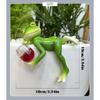 Funny Drinking Frog Statue Flower Pot Hugger Resin Hanging Frog Figurine Planter Pot Decorations for Home Garden Fence Balcony Patio Lawn Yard