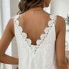 A-line Summer Casual Skirt Embroidery Mid Dress Fashion V-Neck Lace Dress  Beach Vacation