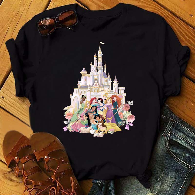 Забавные летние женские футболки с принтом диснеевских злодеев, с круглым вырезом, одежда Y2k, мультяшные графические футболки, женские топы и футболки 90-х