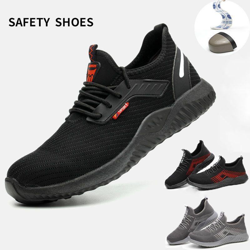 Breathable Mens Womens Safety Shoes Trainers With Slip Resistant Steel Sole