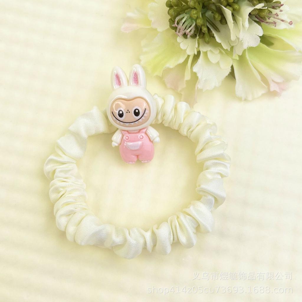5 шт. Мультяшная резинка для волос Labubu молочно-белого цвета для женщин и детей