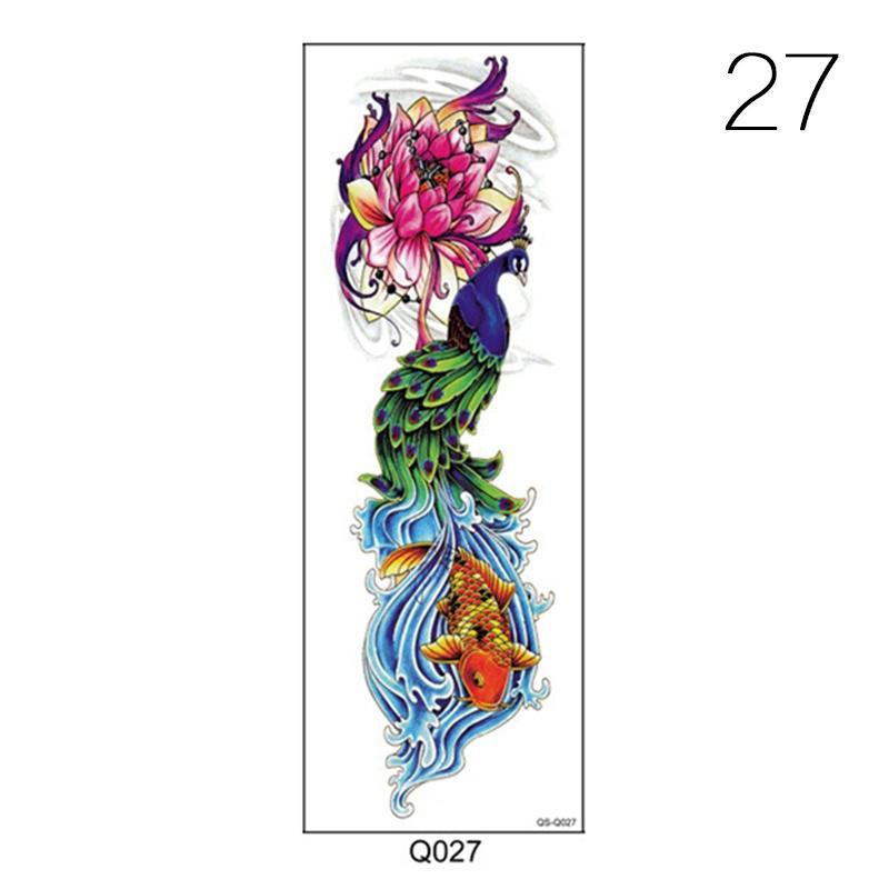 1 шт. татуировка наклейка полный цветок рука рыба павлин лотос узор временный макияж боди-арт