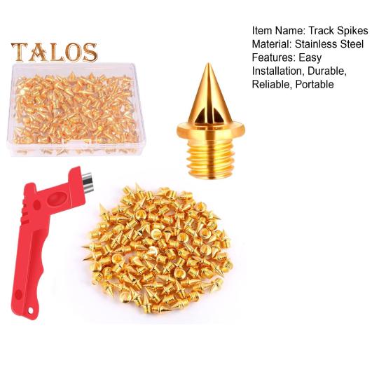 120 Pcs 1/4 Inch Track Spikes Stainless Steel Pyramid Sports Shoes Replacement Spikes with Spike Wrench for Track Cross Country Running Sprinting