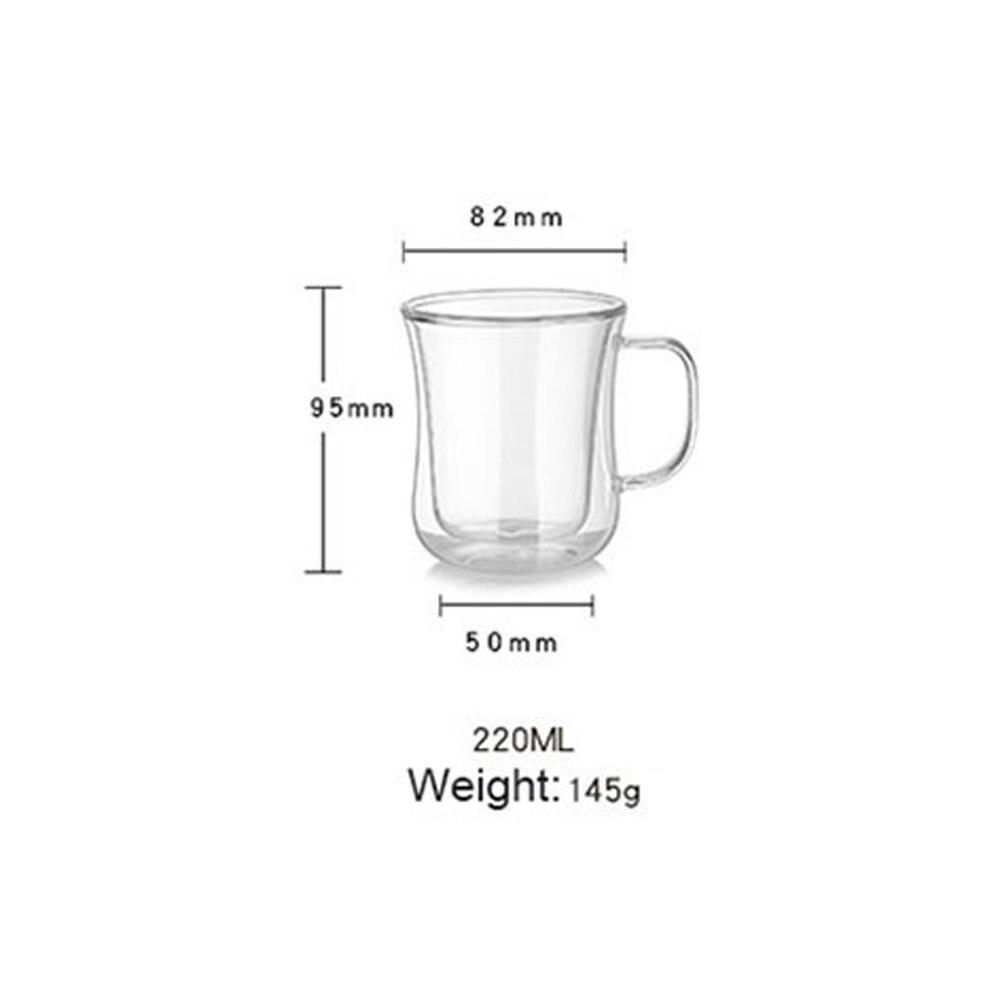 2 шт., стеклянная чашка с двойными стенками, чашки для пива, кофе, в форме сердца, термостойкая, противоожоговая ручка, кружка для напитков, чайные кружки, прозрачная посуда для напитков