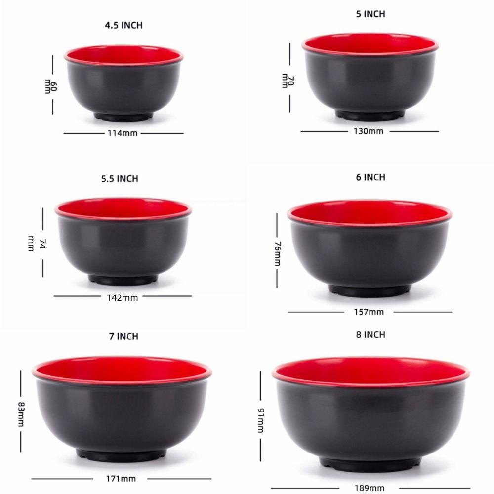 Black Red Food Containers Imitation Porcelain Soup Bowl New Melamine Bowls Dishware