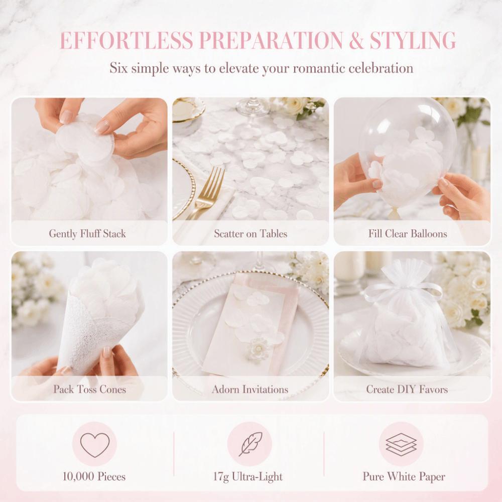 10000PCS White Heart Tissue Paper Confetti 17g Paper Party Table Scatter DIY Crafts