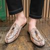 Модный дизайнер Новые мужские полушлепанцы лоферы Повседневный шарм Змеиный узор Кожаные мюли Мокасины Дышащая обувь для вождения