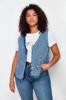 Женский стиль плюс размер синий джинсовый жилет