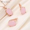 Fashion Oval Egg Shape Crystal Rose Gold Color Drop Earrings Jewelry Sets For Women Wedding Pendant Necklace