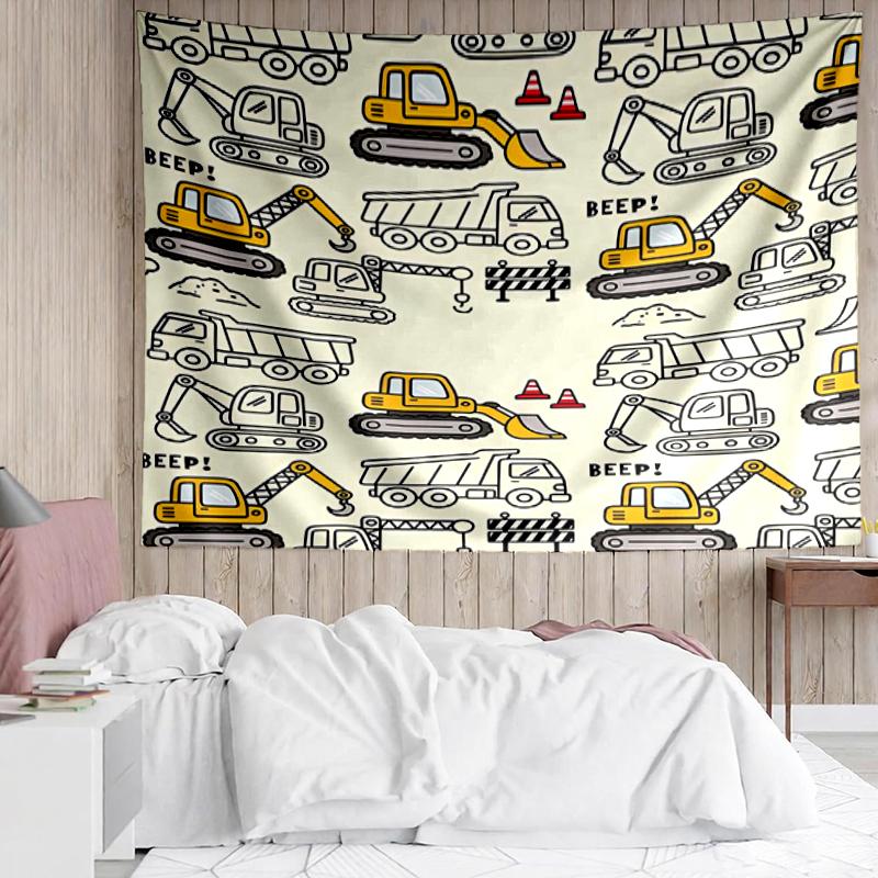 excavator Print Tapestry, Backdrop, Easy Setup, Ideal for Bedroom, Office & Living Room, with Aesthetic Wall Hanging Decor.