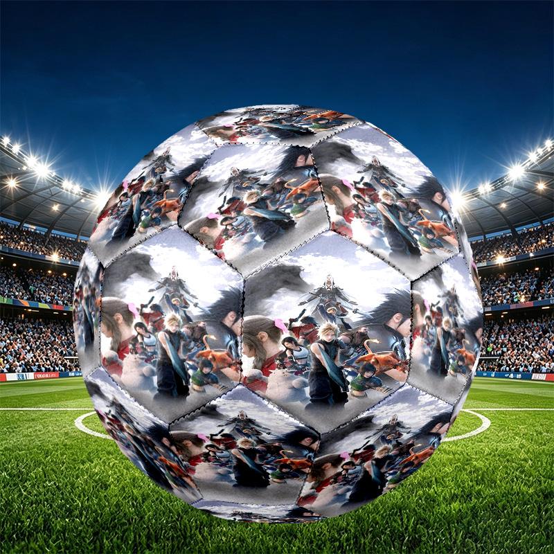 Final Fantasy Print Size 5 Soccer Ball, PU Wear Resistant Football for Match Training and Daily Practice, Birthday Gift for Soccer Fans