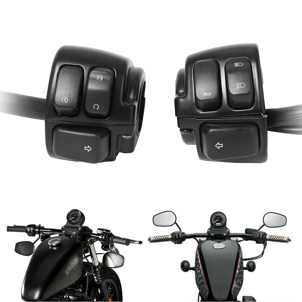 Motorcycle 1"25mm Handlebar Control Switch With Wiring Harness Black/ Chrome For Harley Softail Dyna Sportster 883 1200 V-Rod