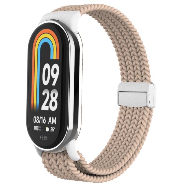 Плетеный ремешок для Xiaomi Mi Band 8, эластичная нейлоновая петля Solo, регулируемый ремешок для часов, браслет с магнитной пряжкой для Miband 8, NFC