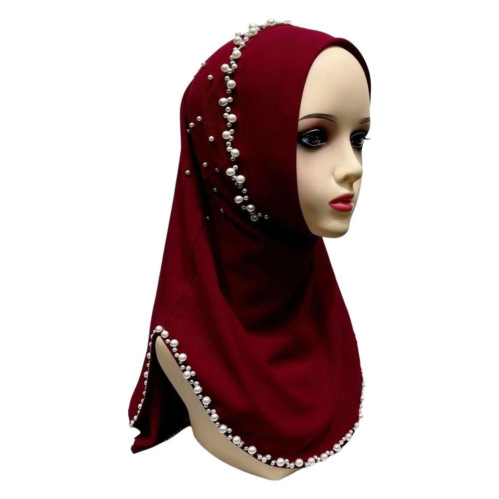 Elastic Fit Women Turban Cap Pull On Pull On Head Wrap Gift Idea Beaded Hijab Scarf Muslim Women
