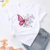 Модная женская креативная футболка с принтом «бабочка-цветок», забавная повседневная футболка с короткими рукавами и круглым вырезом, летняя женская футболка