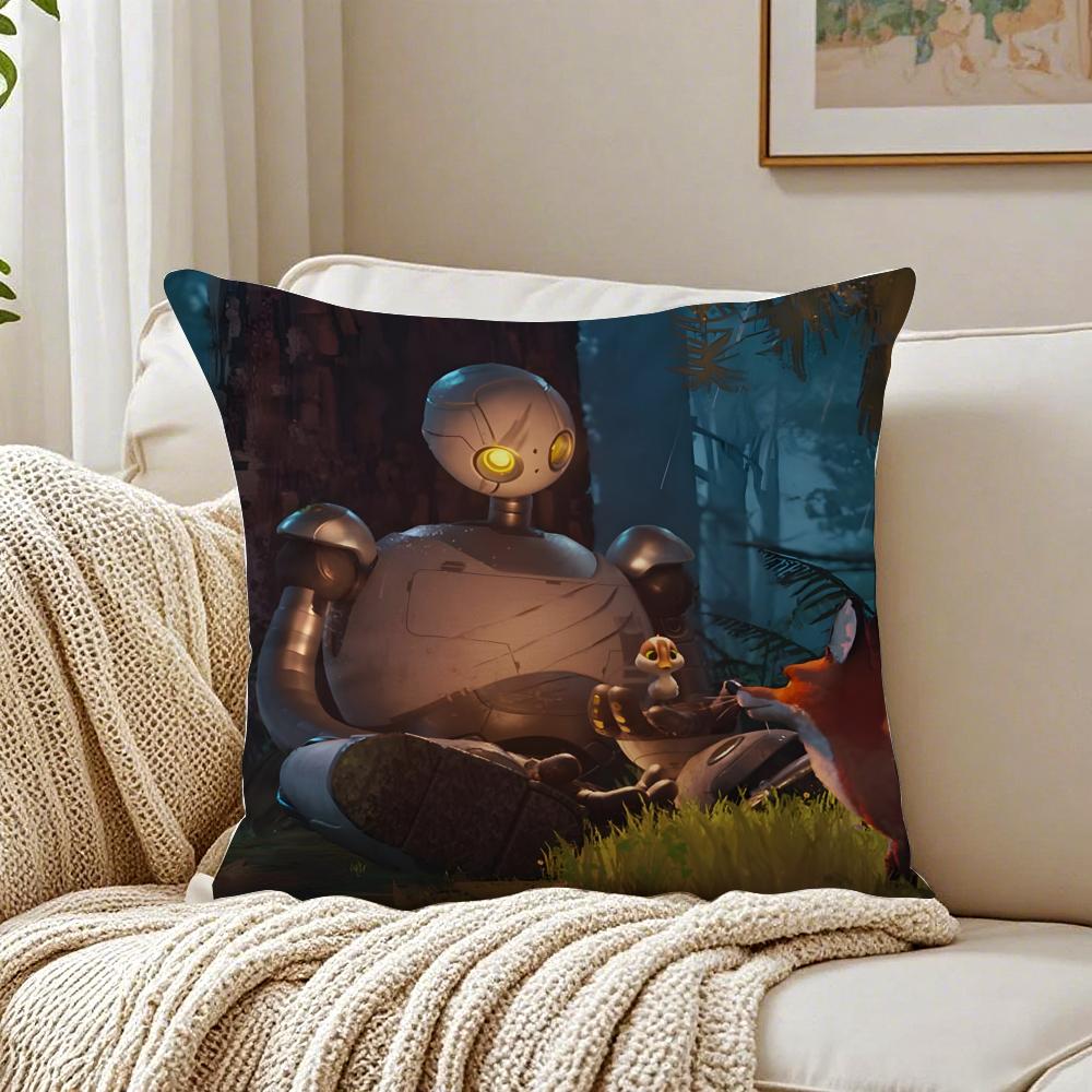 Adventure Movie The WWild RRobotS Cushion Cover Linen Pillowcase Soft for Sofa Bed Home Room Decor