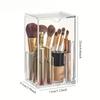 1PC Front Flap Lid Makeup Brush Holder Clear Cosmetic Brush Storage Box Makeup Brush  Slant Desk Makeup Tool Container