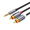 1.2m 3.5mm To Dual RCA Audio Cable for Speaker Amplifier Connection