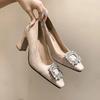 French High Heels for Women 2024 Versatile Women's Shoes Hot Selling Spring New Design Comfortable Rhinestone Decorated Shoes