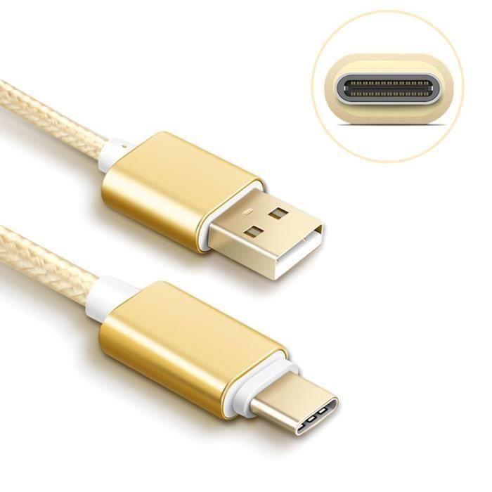 USB Type C Cable, Set of 2, 2M - Golden Nylon