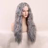70 см длинный кудрявый парик для женщин, повседневный, вечерние, косплей, синтетический серебристо-серый парик с средней частью, термостойкие волокнистые волосы