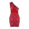 Multicolored Fitted Lined Knitted Floral Pattern Dress