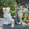 Solar Garden Lawn Animal Sculpture Luminous Resin Yard Cat Art Statue Ornaments Handicraft Home Decor for Room Office Study LS