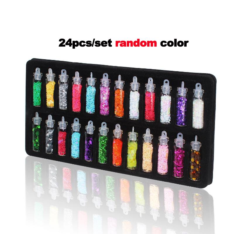 48/24 бутылочки/набор, стразы, бусины, блестки, блестящая пудра для маникюра, декоративные насадки, лак для ногтей, наклейки для ногтей, блестящая пудра