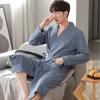 Men'S Nightgown Spring And Autumn Long-Sleeved Pure Cotton Long Bathrobe Pajamas Cotton Integrated Thin Large-Size Bathrobe Dressing Gown