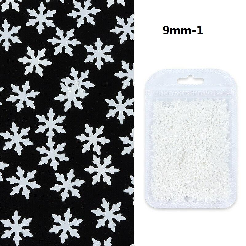 1 упаковка, зимние снежинки для дизайна ногтей, хлопья с блестками, аксессуары для ногтей, украшение для маникюра 9 мм 6 мм