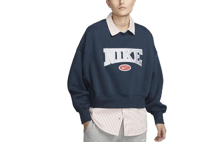 Women's Nike Sweatshirts Women's Marine Blue Crew Neck Moderate Regular