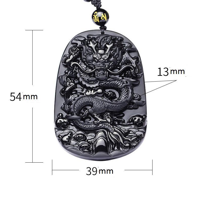 Натуральный черный обсидиан, китайский дракон, кулон, нефритовое ожерелье, ювелирный амулет, счастливый мужской подарок