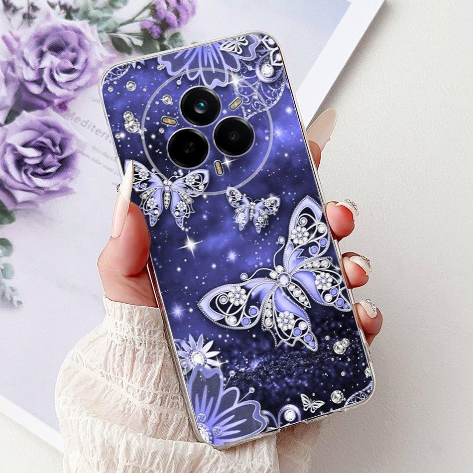 Для Realme 14 Pro 14Pro+ Элегантный чехол для телефона с цветочным принтом и кошкой Для Realme 14 Pro Plus 14Pro 5G Мягкие силиконовые ТПУ чехлы