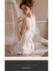 Комплект пижамы Xianyi Lace с водорастворимым цветочным кружевом: Женская сексуальная ночная сорочка на бретелях с глубоким V-образным вырезом для осенне-зимней домашней одежды.