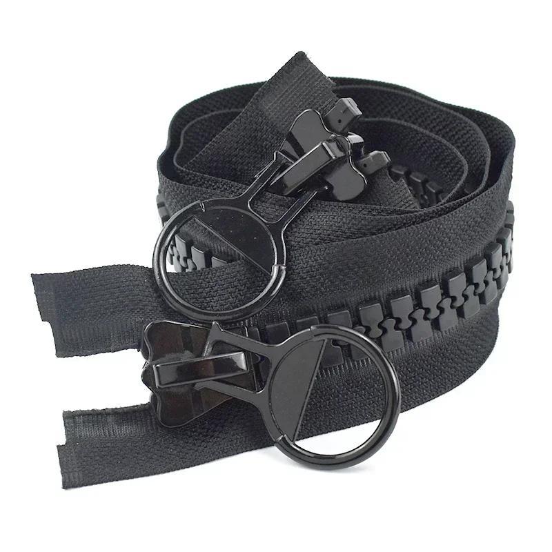 Meetee 75-150cm 20# Large Black Resin Zipper Double-slider Open-end Zip Down Jacket Coat Tent Zips Repair Sewing Accessories